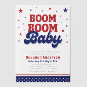 Boom Boom Baby 4 juli Patriottisch Baby shower Vellum Uitnodigingen
