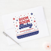 Boom Boom Baby 4 juli Patriottisch Baby shower Vierkante Sticker (Envelop)