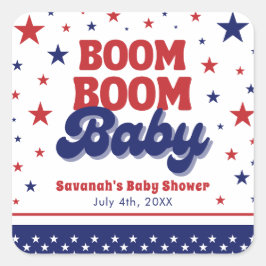Boom Boom Baby 4 juli Patriottisch Baby shower Vierkante Sticker