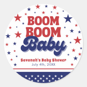 Boom Boom Baby 4 juli Patriottische Baby Shower Ronde Sticker