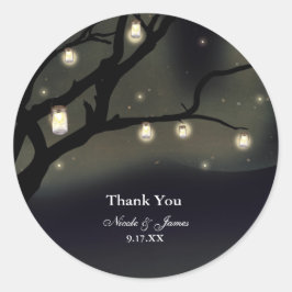 Boom Boomboom Nachtboom & Metselwerk Pot Lichtjes  Ronde Sticker