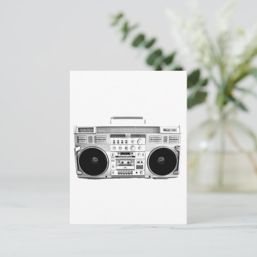 Boom Box Ghetto Blaster 80s 70s Cassette speler Briefkaart (Staand voorkant)