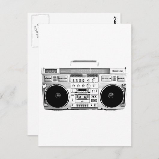 Boom Box Ghetto Blaster 80s 70s Cassette speler Briefkaart (Voorkant / Achterkant)