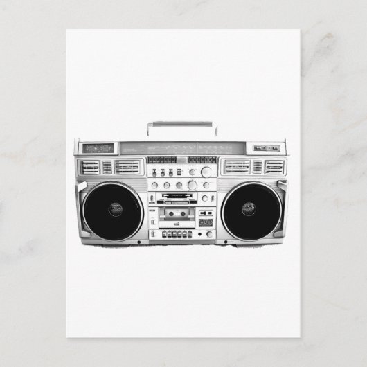 Boom Box Ghetto Blaster 80s 70s Cassette speler Briefkaart (Voorkant)