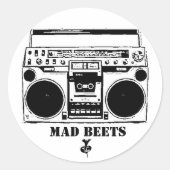 Boom Box Ronde Sticker (Voorkant)