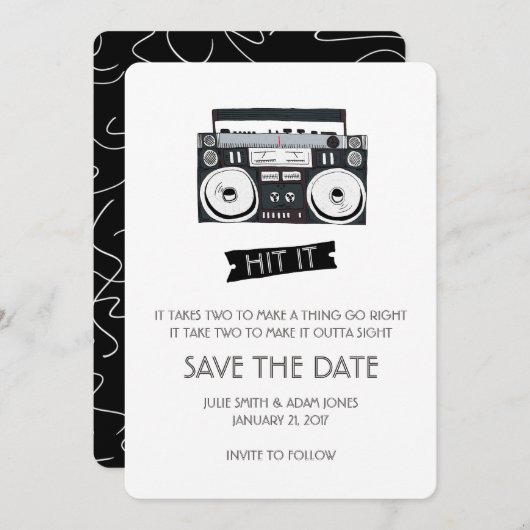 Boom Box Weddenschap - Sla de datum op Save The Date (Voorkant / Achterkant)