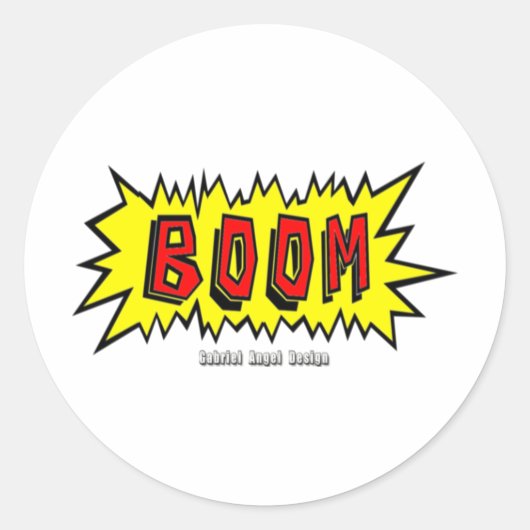 Boom Cartoon Blurb Ronde Sticker (Voorkant)
