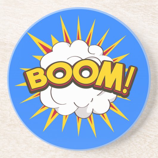 Boom! Cartoon explosie Zandsteen Onderzetter (Voorkant)