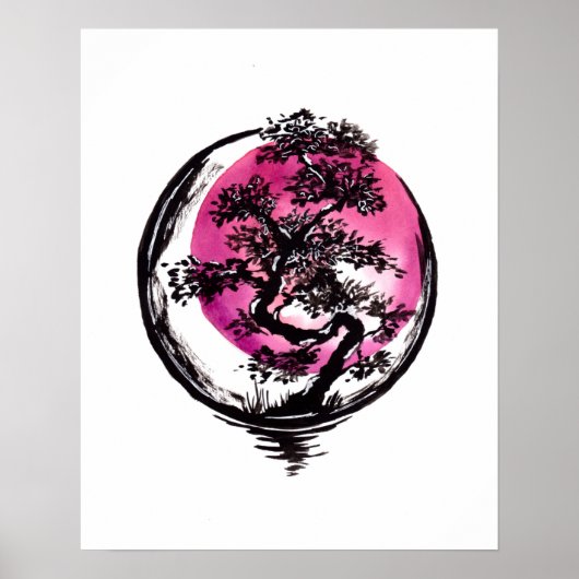 Boom Cirkel Rode Zon Poster (Voorkant)