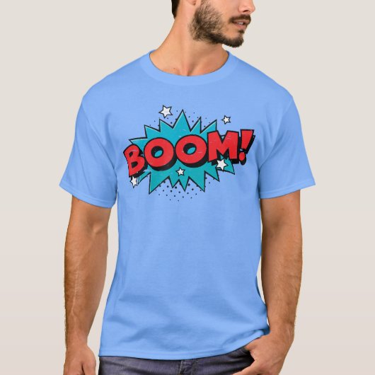 Boom Comic Book Cartoon Funny Pop Art Design Vinta T-shirt (Voorkant)