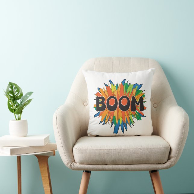 Boom Comic Pop Art Explosie Kussensloop Kussen (Stoel)