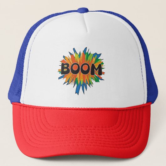 Boom Comic Pop Art Explosie Trucker Hoed Pet (Voorkant)