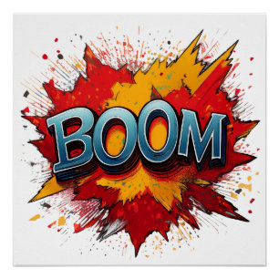 Boom Comic Sound Effect - Vetgedrukte en speelse P Perfect Poster