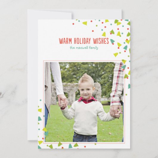 Boom Confetti Modern Flat Holiday-fotokaart Feestdagenkaart (Voorkant)