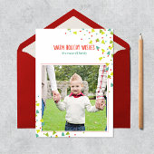 Boom Confetti Modern Flat Holiday-fotokaart Feestdagenkaart