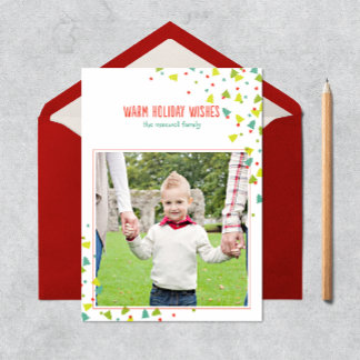 Boom Confetti Modern Flat Holiday-fotokaart Feestdagenkaart