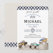 Boom Crash Monster Truck Bash Invite Kaart (Voorkant / Achterkant)