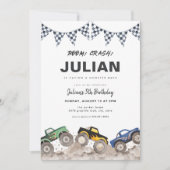Boom Crash Monster Truck Birthday Invitation Kaart (Voorkant)