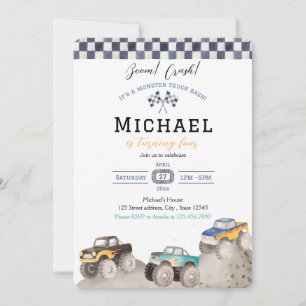 Boom Crash Monster Truck Feest Kaart