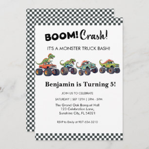 Boom Crash, Monster Truck Verjaardag Uitnodiging