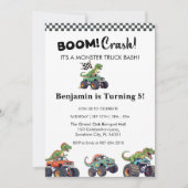 Boom Crash, Monster Truck Verjaardag Uitnodiging (Voorkant)