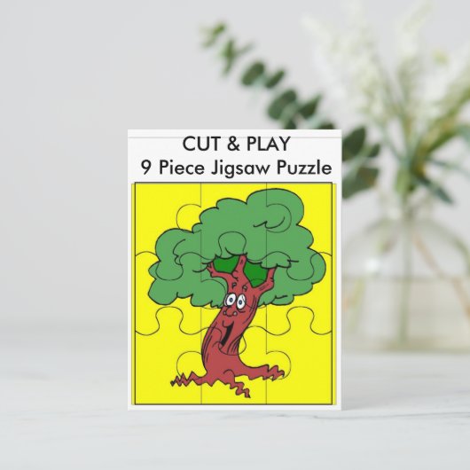 Boom, CUT & PLAY 9 stuk puzzel Briefkaart (Staand voorkant)