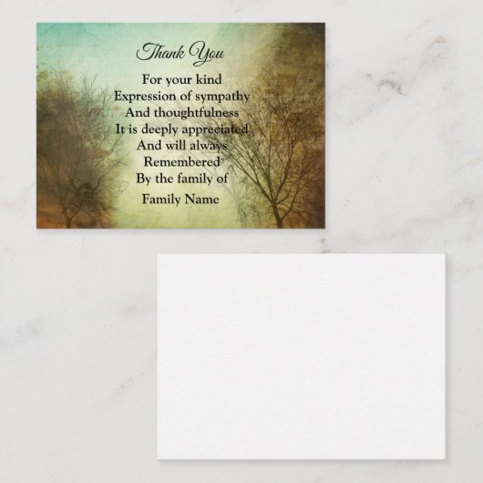 boom Dank u Notitiekaartje (Voorkant / Achterkant)