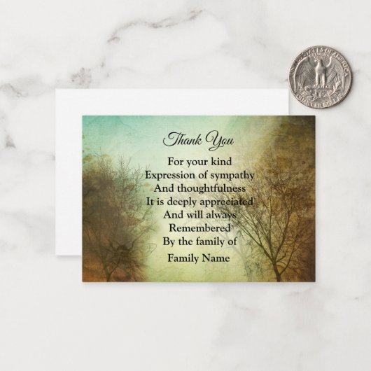 boom Dank u Notitiekaartje (Voorkant / Achterkant in situ)