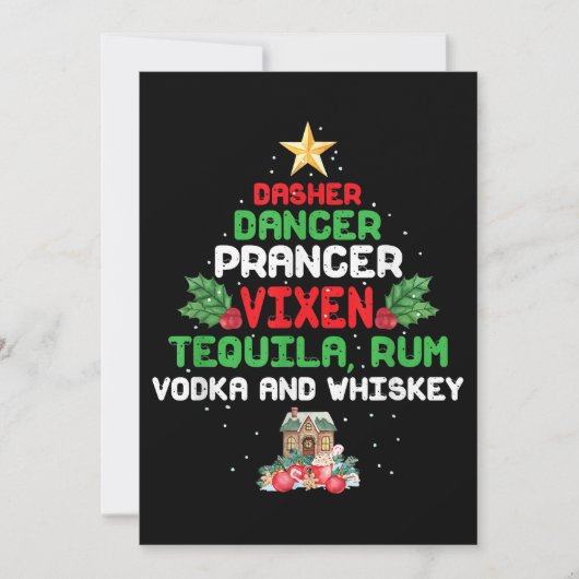 Boom Dasher Dancer Prancer Vixen Tequila Whiskey Bedankkaart (Voorkant)