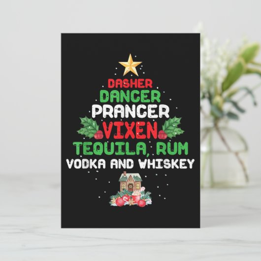 Boom Dasher Dancer Prancer Vixen Tequila Whiskey Bedankkaart (Staand voorkant)