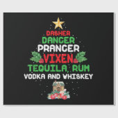Boom Dasher Dancer Prancer Vixen Tequila Whiskey Cadeaupapier (Vlak)