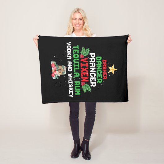Boom Dasher Dancer Prancer Vixen Tequila Whiskey Fleece Deken (In situ)