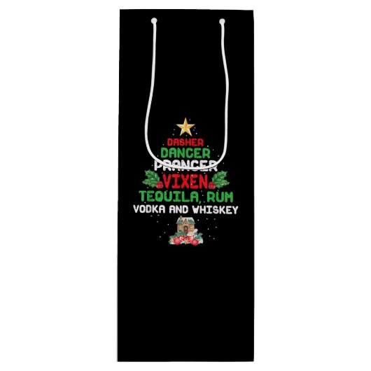 Boom Dasher Dancer Prancer Vixen Tequila Whiskey Wijn Cadeautas (Voorkant)