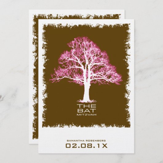 Boom des Levens Bat Mitswa Uitnodiging in Chocolad (Voorkant / Achterkant)
