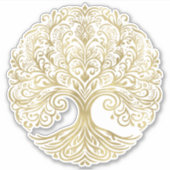 Boom des levens Crème & Gouden Keltische Trouw Sticker (Voorkant)