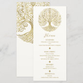 Boom des Levens Crème & Gouden Keltische Trouwmenu Menu (Voorkant / Achterkant)