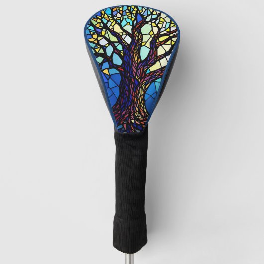 Boom des Levens Gebroken Glas Mozaïek Golfheadcover (Voorkant)