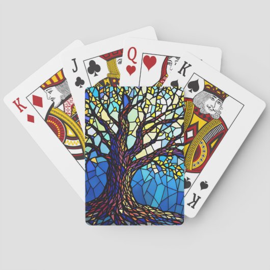 Boom des Levens Gebroken Glas Mozaïek Pokerkaarten (Achterkant)
