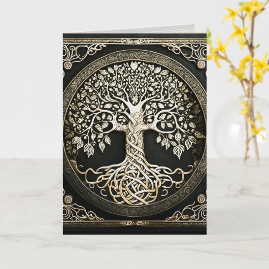 Boom des Levens Grafische Kunst Kaart (Gele Bloem)