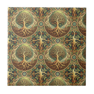 Boom des Levens Mandala Spiritueel Ontwerp Patroon Tegeltje