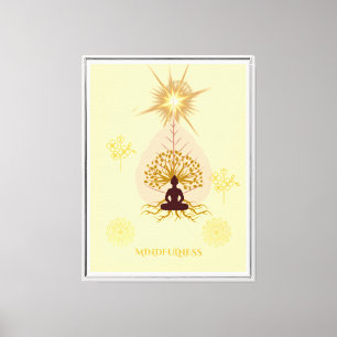 Boom des Levens Meditatiekunst Gouden Spirituele Canvas Afdruk