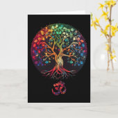 Boom Des Levens Met Om Symbool Yoga  Kaart (Gele Bloem)