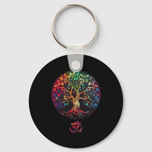 Boom Des Levens Met Om Symbool Yoga  Sleutelhanger (Voorkant)
