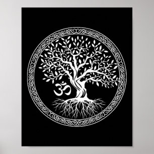 Boom Des Levens Met Om Symbool Yoga Zen Meditatie Poster
