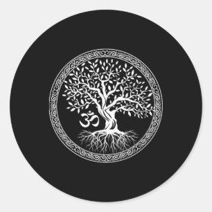 Boom Des Levens Met Om Symbool Yoga Zen Meditatie  Ronde Sticker