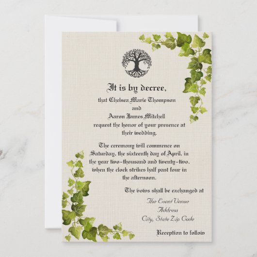 Boom des Levens Middeleeuwse Uitnodiging (Voorkant)