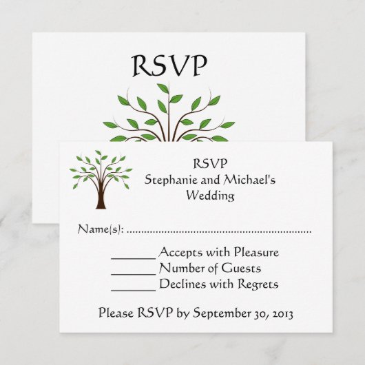 Boom des Levens Moderne Landelijke Trouw-RSvp-reac Kaart (Voorkant / Achterkant)