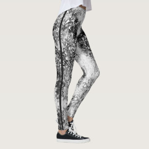 Boom Des Levens - Spiraal Bladeren Grunge Stijl 1 Leggings