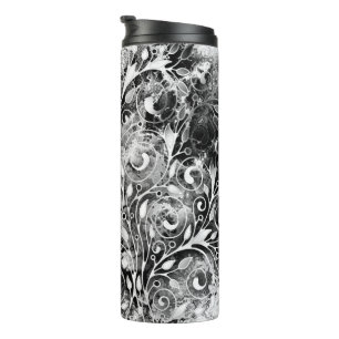 Boom Des Levens - Spiraal Bladeren Grunge Stijl 1 Thermosbeker