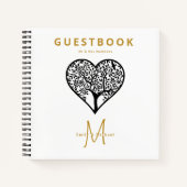 Boom des levens trouwgastenboek met monogram Goud  Notitieboek (Voorkant)